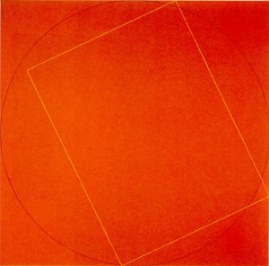 Robert Mangold, A rectangle and circle within square, 1968.