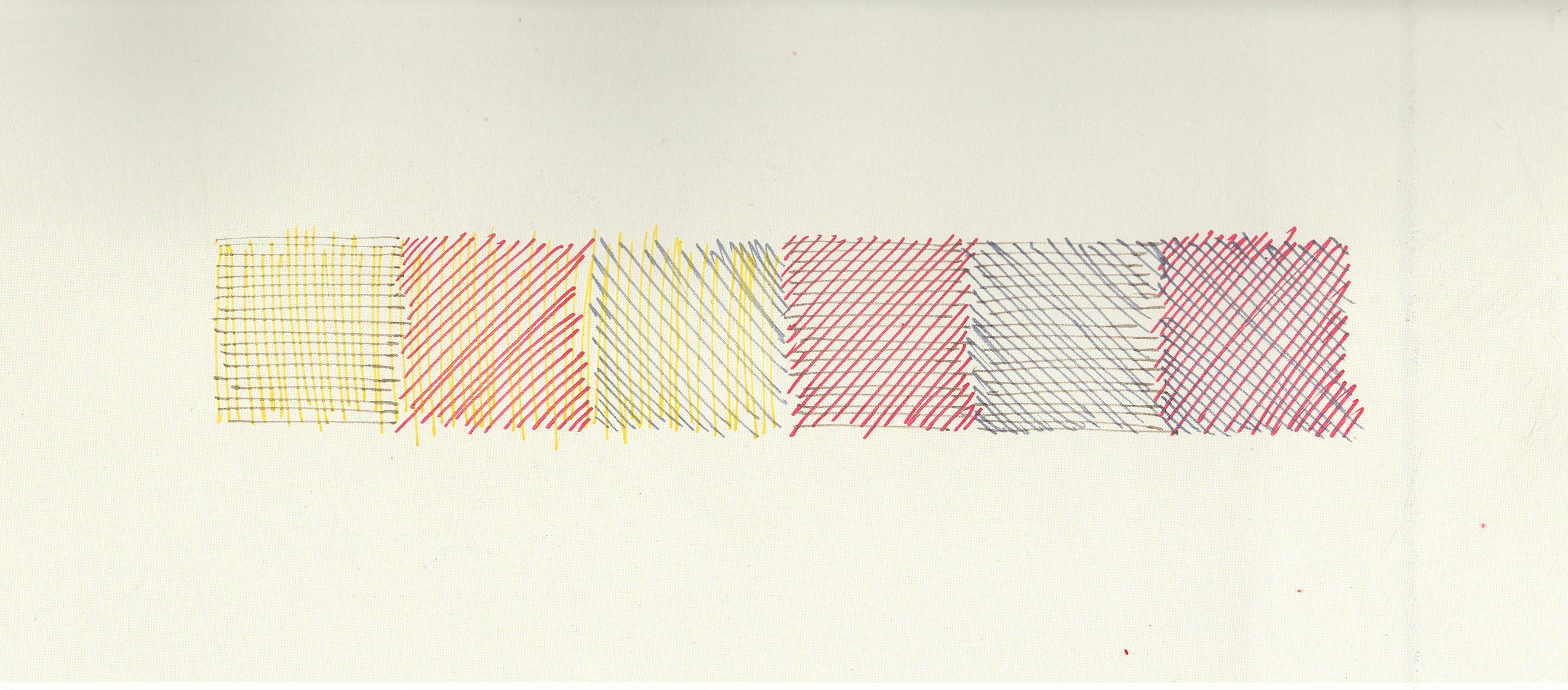 All two-part combinations of lines in four directions and four colors, 1970.