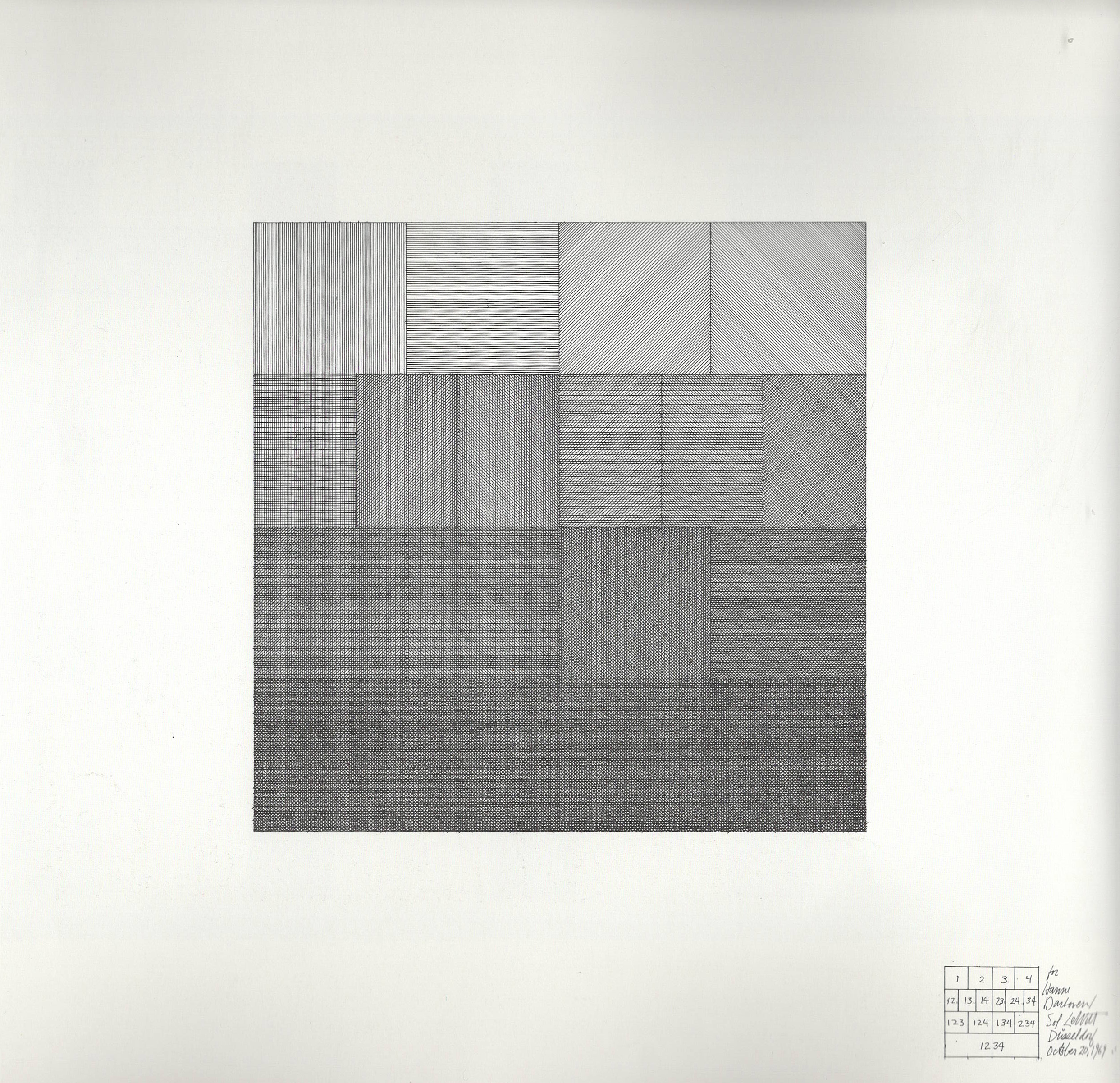 Composite lines in four directions in single, double, triple, quadruple combinations, 1969.