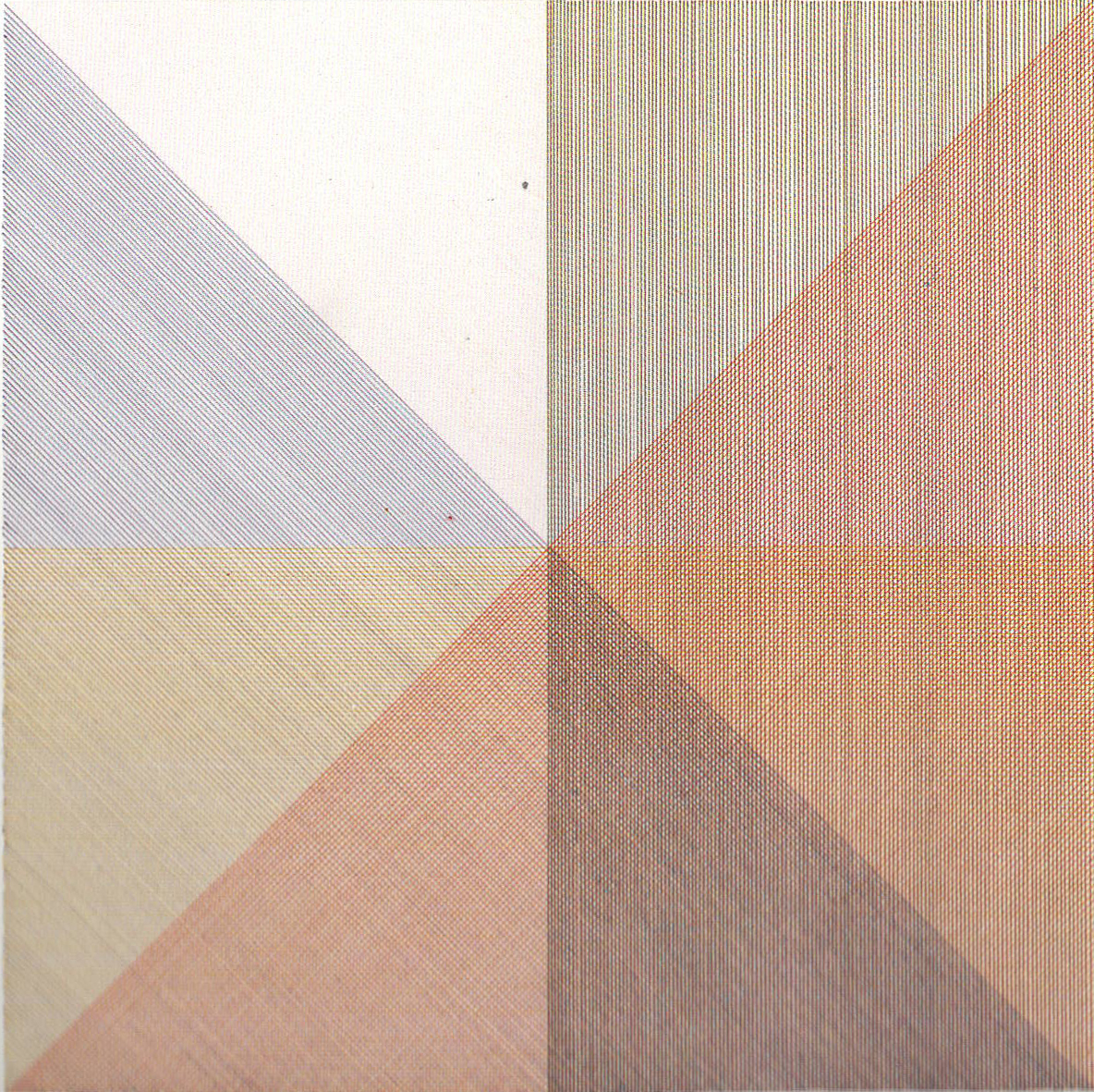 Four color drawing with each color in a half square, 1971.